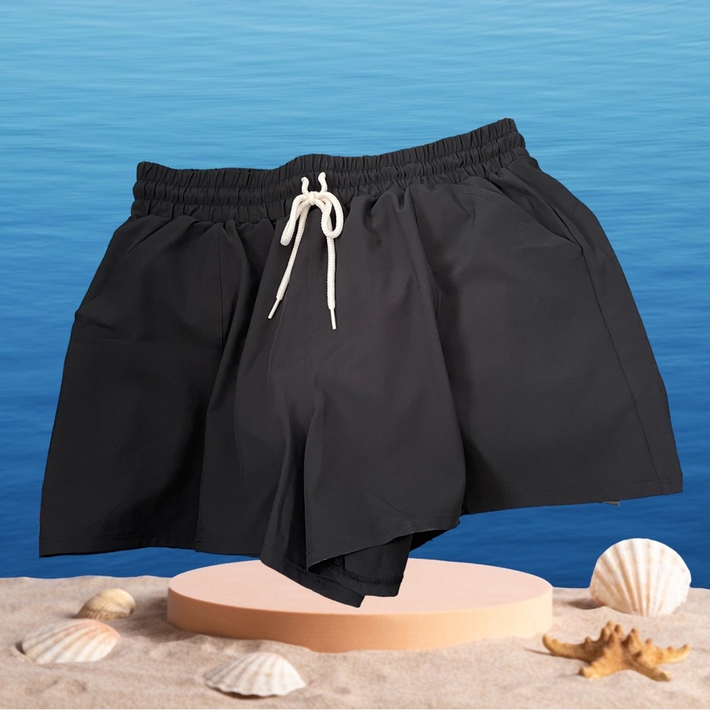 Women’s Quick-Dry 3” Inseam Swim Board Shorts Kona Sol Black Size L 12-14 NWT